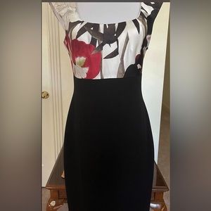 Beautiful Elie Tahari pencil dress with silk top size 6 black and red.